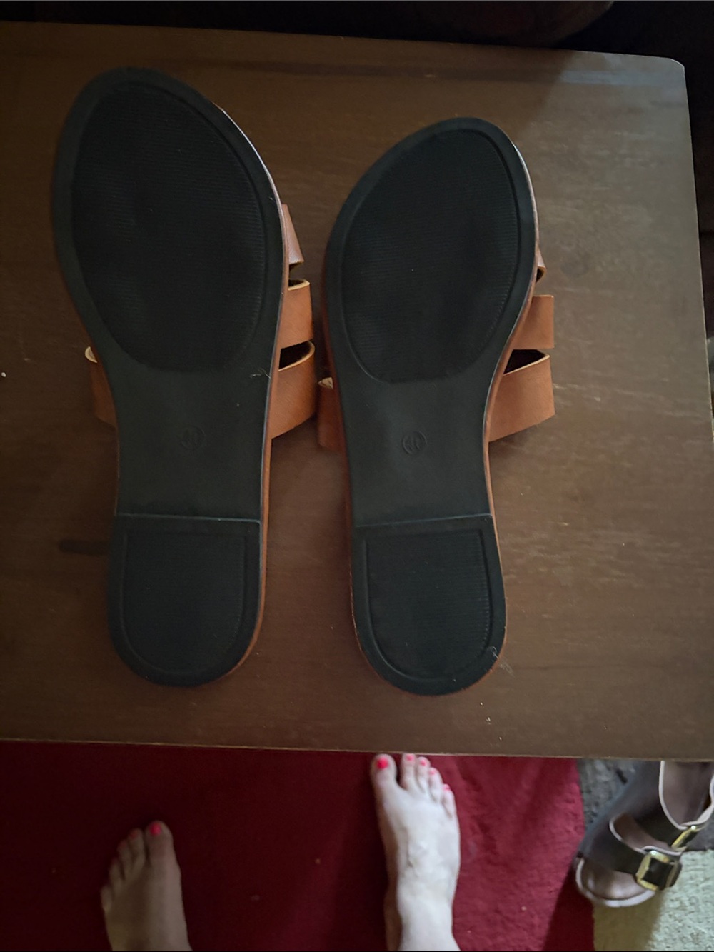 Women's Tan Slide Sandals with Cutout Upper - Picture 2 of 2